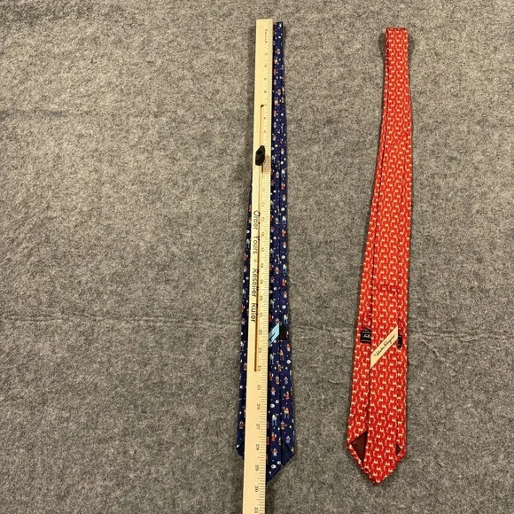 Salvatore Ferragamo Silk Ties Mens Lot 2 Red Reindeer Nativity Christmas Italy